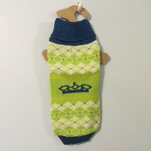 NWT size SMALL dog NEW sweater WORLD MARKET knit pet bright lime green blue warm